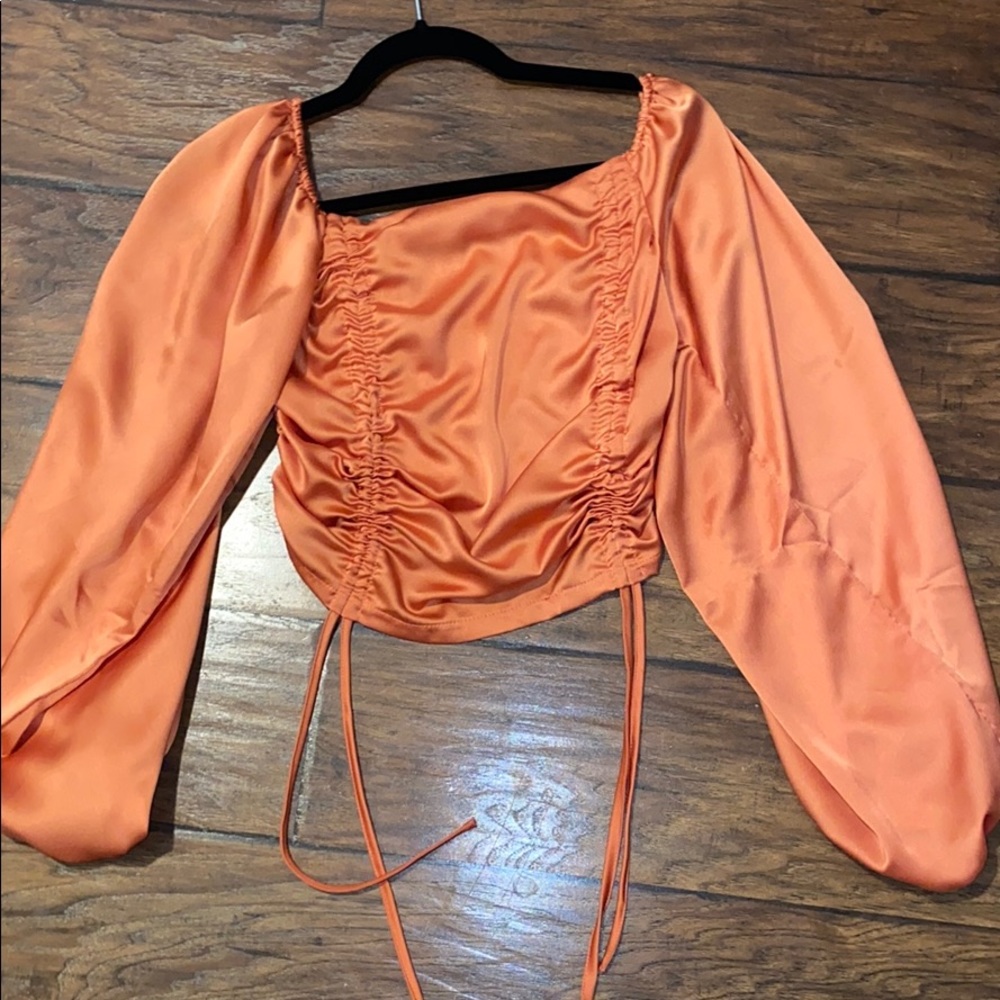 Shein silk orange crop top